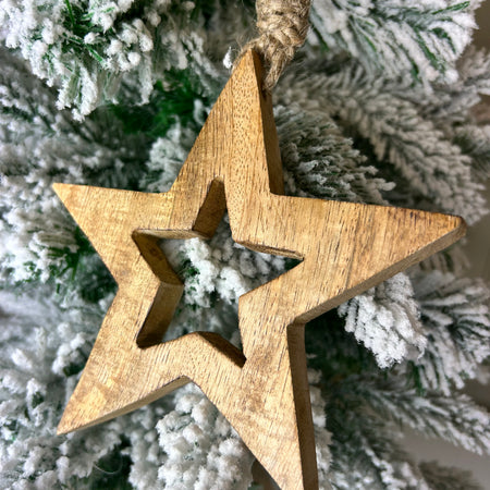 Natural Wooden Hanging Cutout Star, 2 Sizes