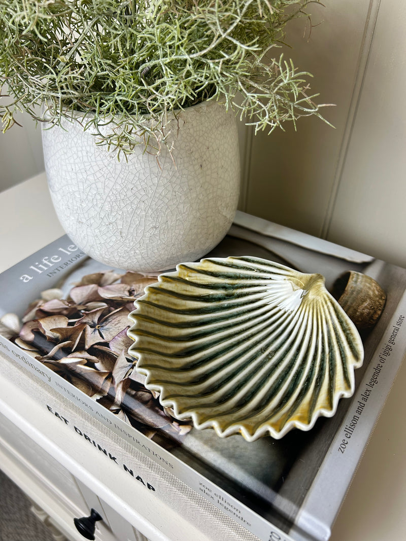 Dark green shell leaf soap dish