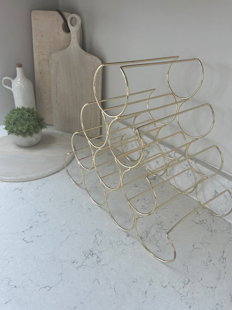 10 Bottle Gold Wire Wine Rack