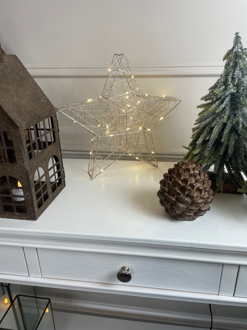Antique Silver LED standing star 30cm
