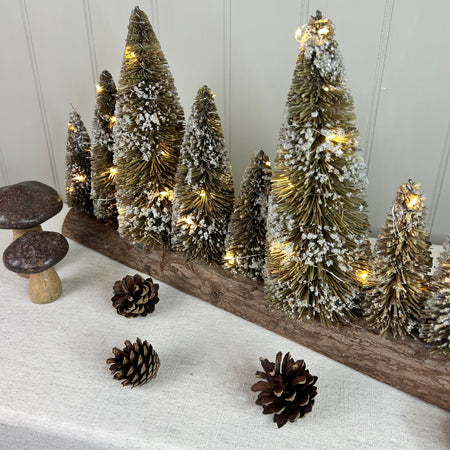 Brown Bristle Brush LED Christmas Tree long centre piece Arrangement