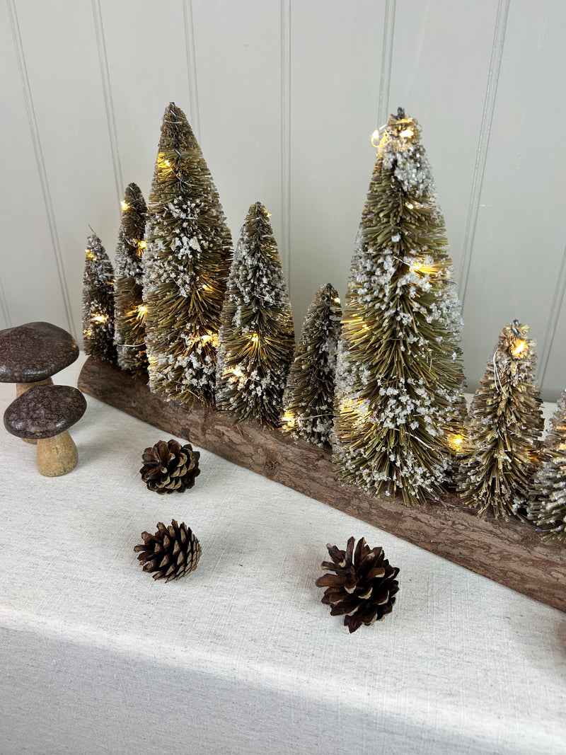 Brown Bristle Brush LED Christmas Tree long centre piece Arrangement