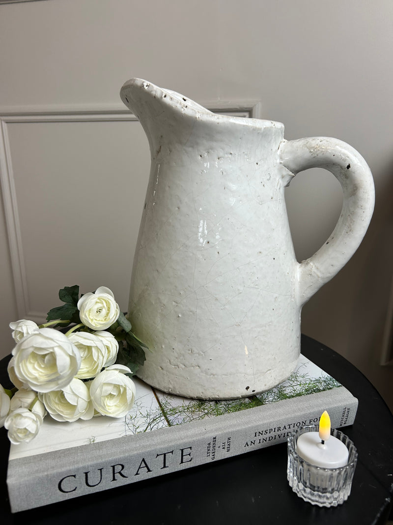 Heavy large Off White Jug With Tilted Spout