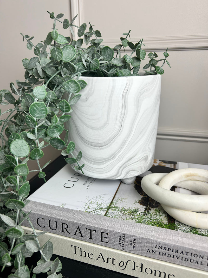Large Chunky marble plant pot on feet