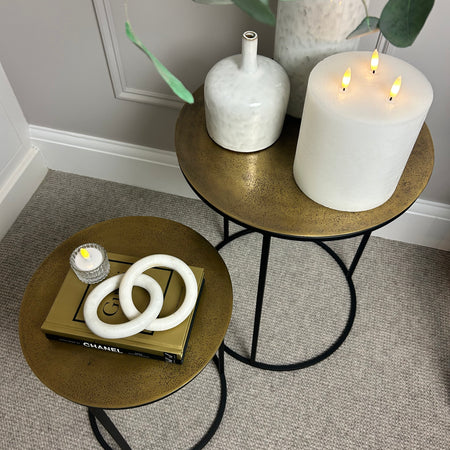 Antique brass gold metal round side tables 3 sizes