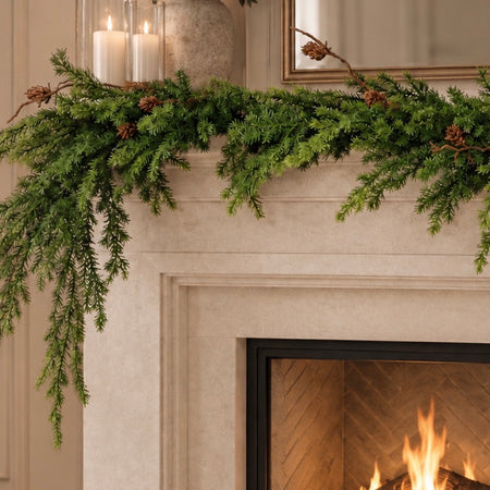 Real feel touch douglas fir garland pinecones 190cm