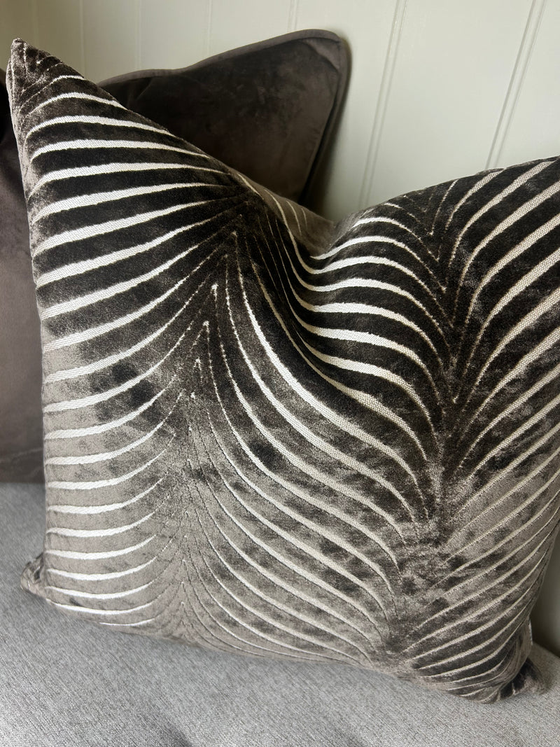 Rada Choc Brown Velvet Feather Filled Luxe Cushion 43cm