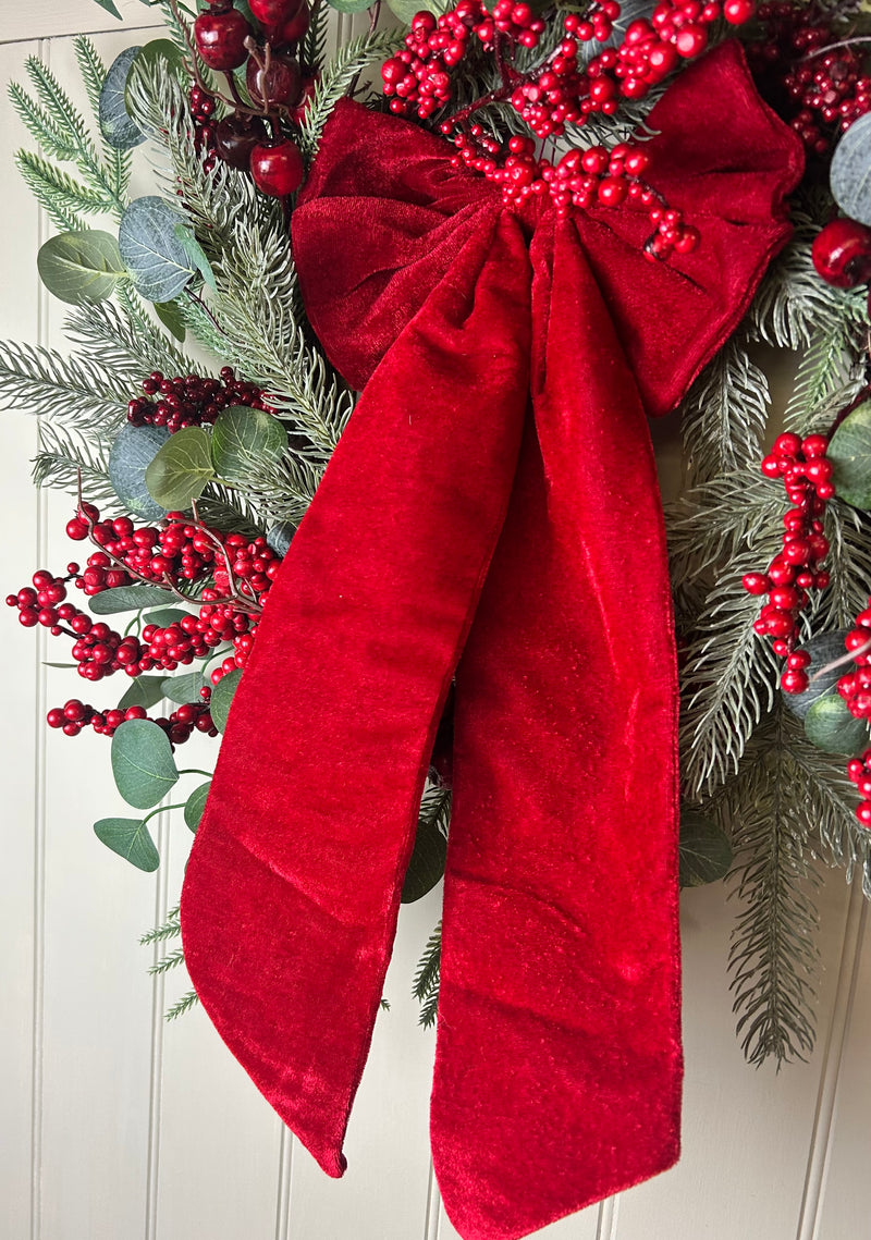 Long large Red velvet soft hanging Bow 55cm