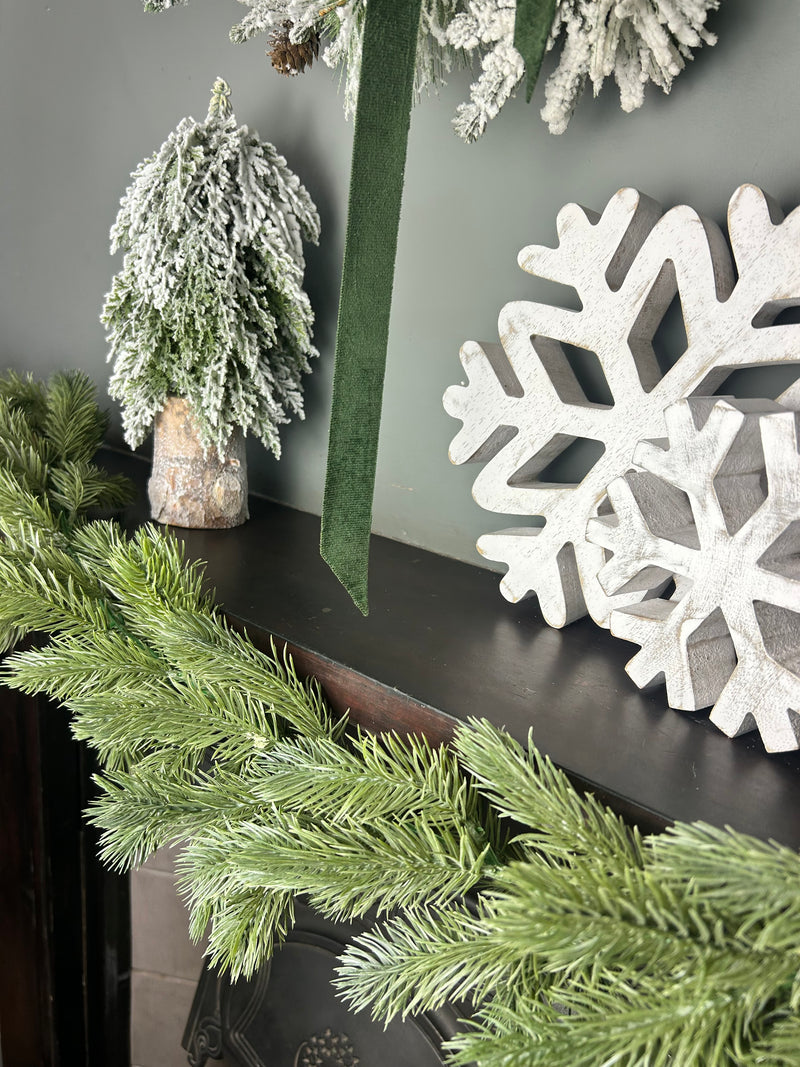 Flocked Norfolk spruce trailing  garland pick swag 100cm