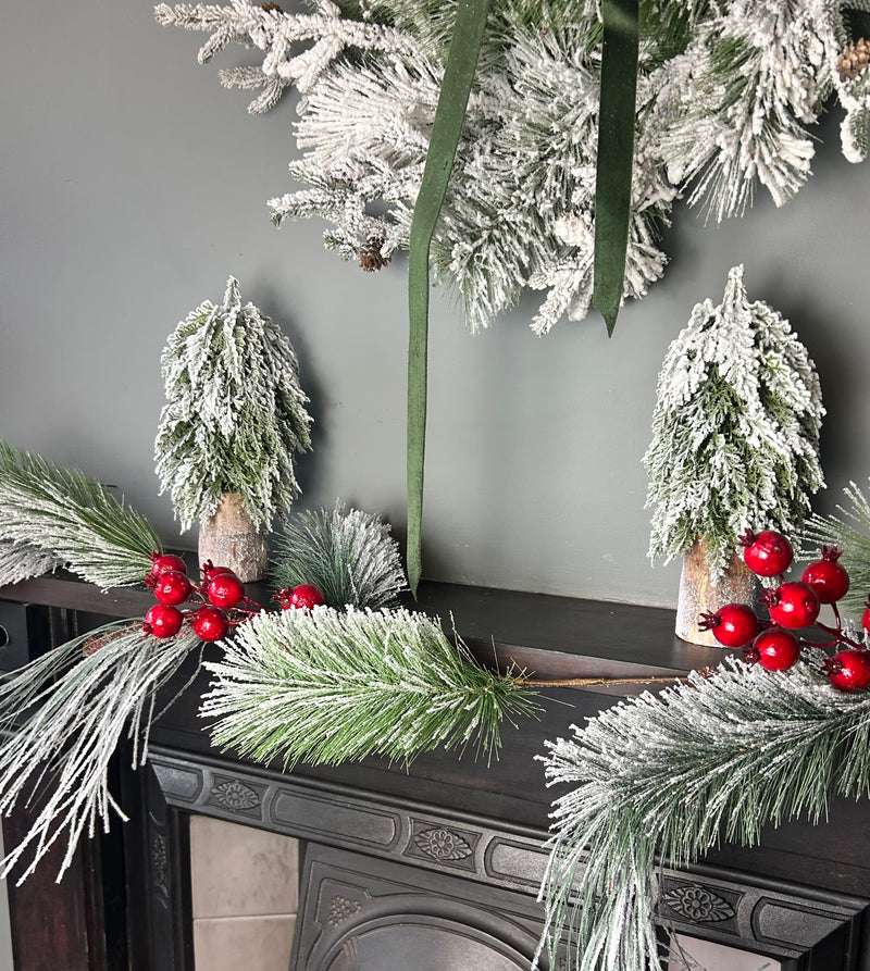 Large thick Red Berry Frosted Garland