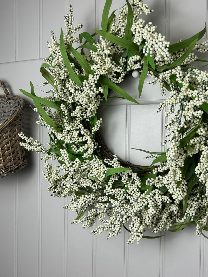 White summer berry choisya leaves wreath 55cm