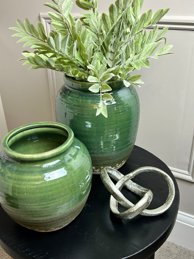 Seville green distressed tall vase