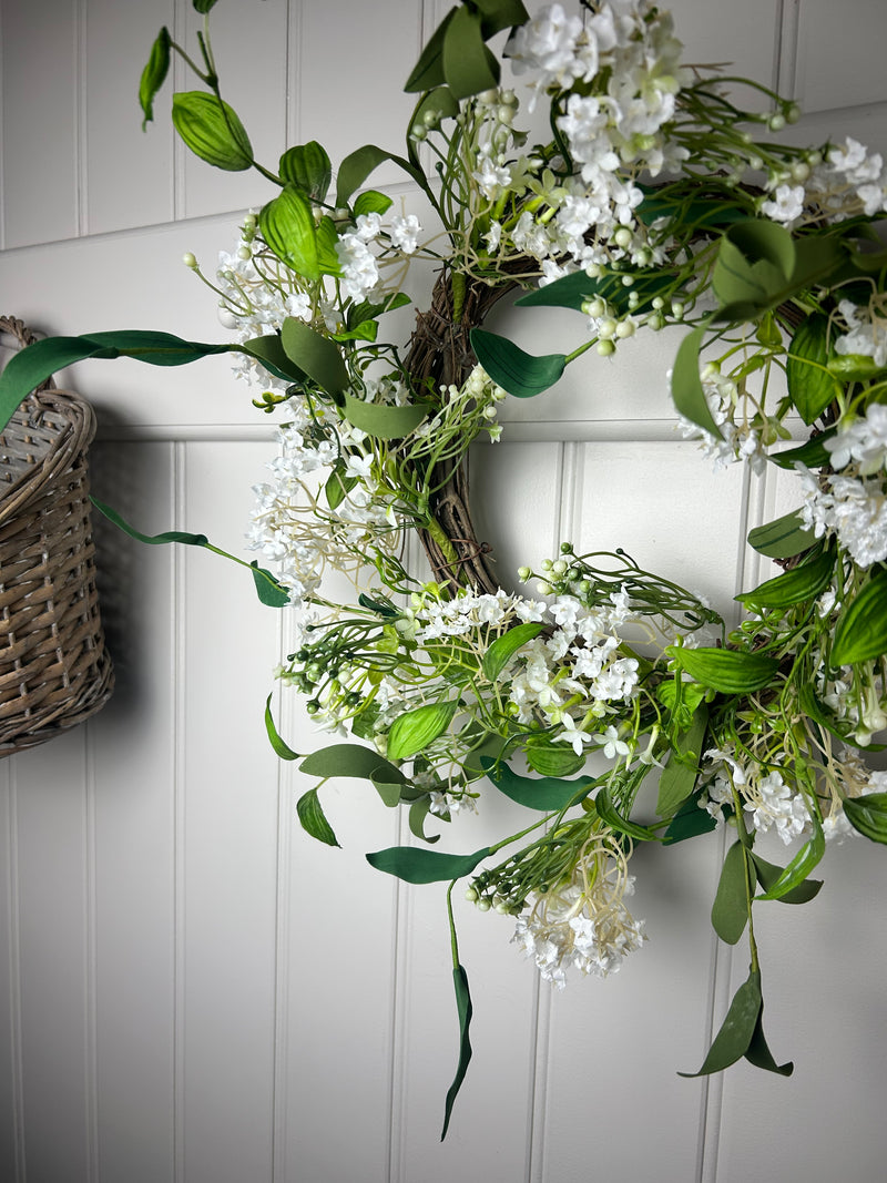 Summer daisy flower foliage wreath 45cm