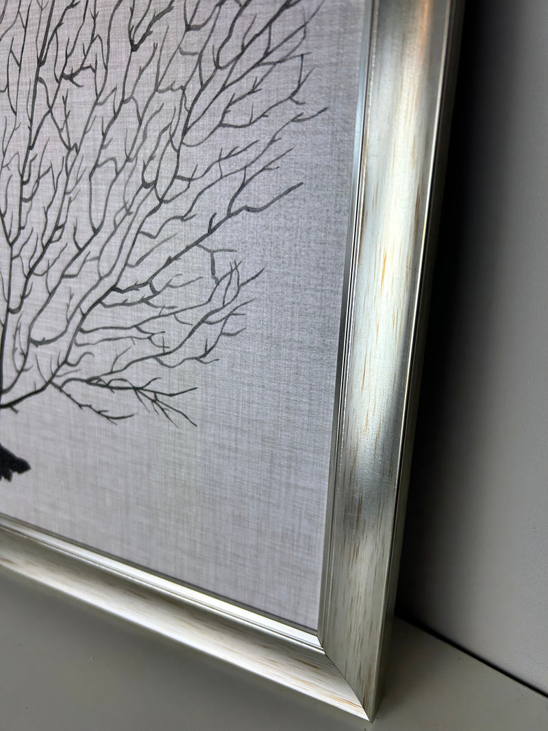 Coral sea fan picture with silver distressed frame by Grace Popp 40x40