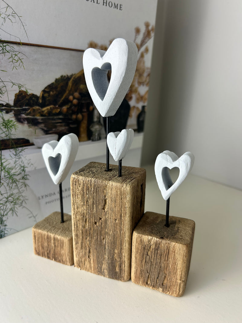 Multi Heart On Wooden Base