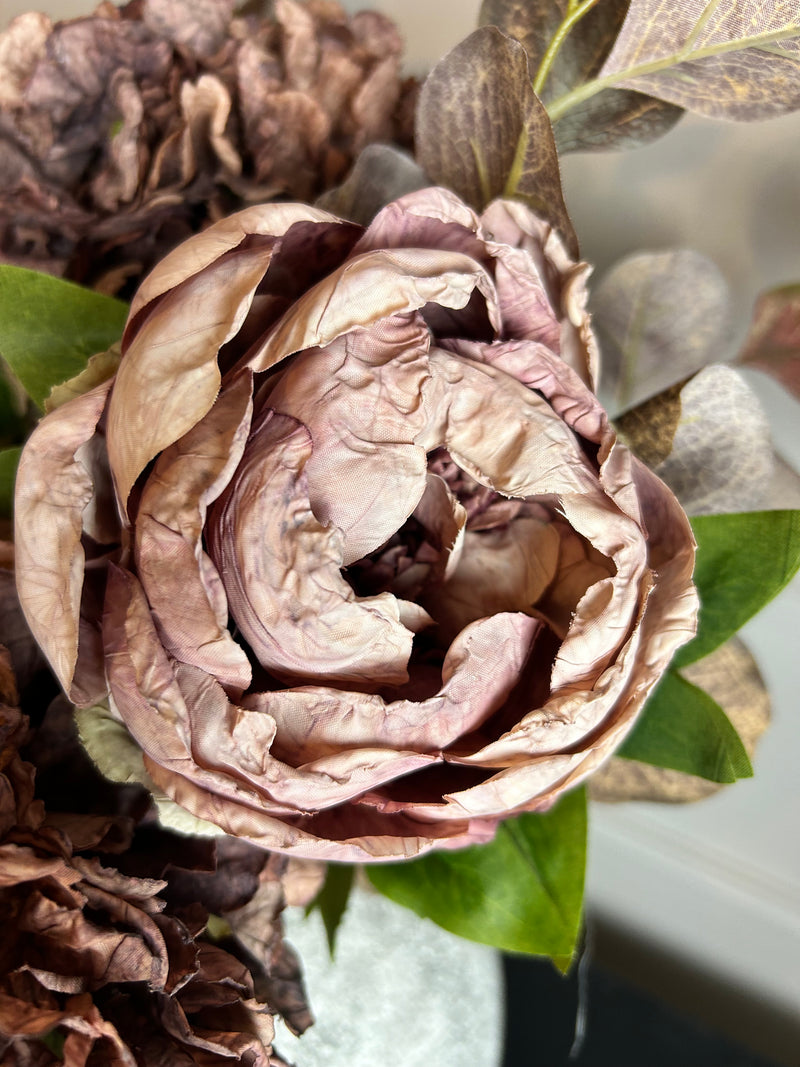 Dried real feel mauve peony 48cm