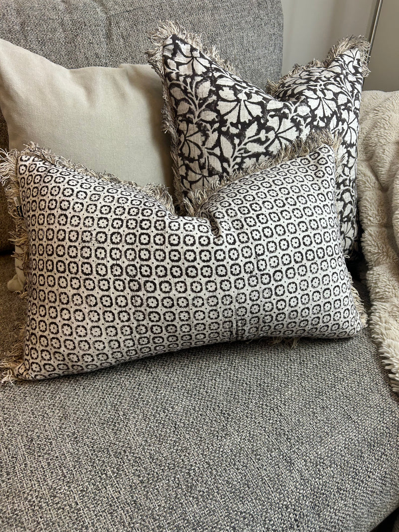 Mocha Brown beige printed oblong cushion feather inner 30x50