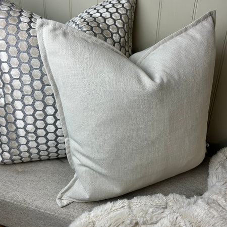 Heavy Linen Natural Mix Feather Filled luxe luxury cushion 45cm