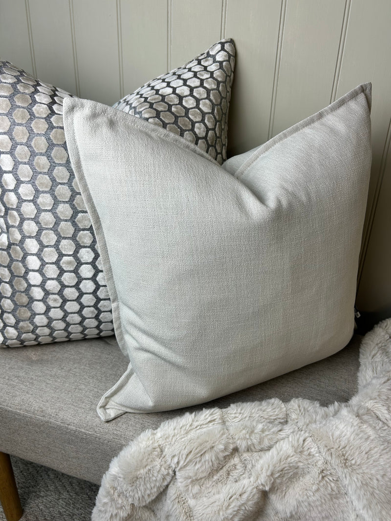 Heavy Linen Natural Mix Feather Filled luxe luxury cushion 45cm