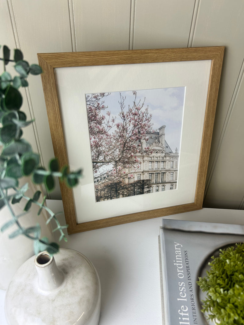 Romantic Paris framed mounted glazed print cherry blossom