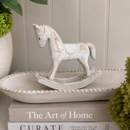 Vintage white rocking horse 13cm
