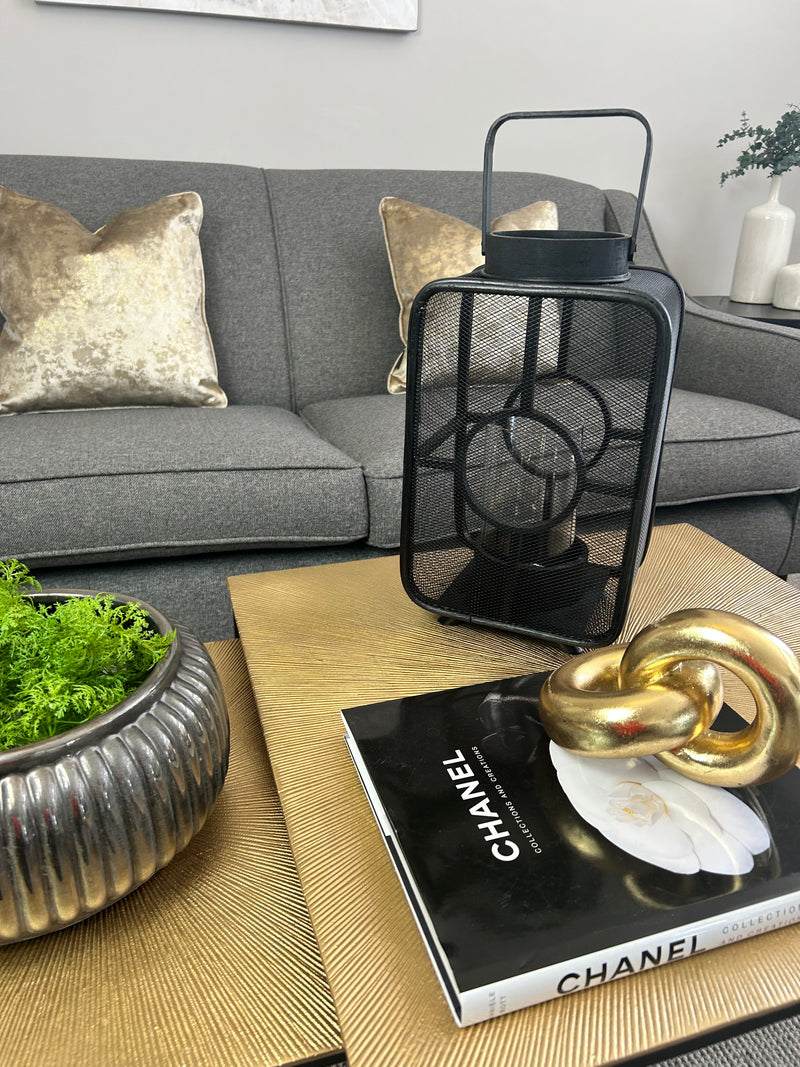 Black Geometric mesh Lantern Candle Holder