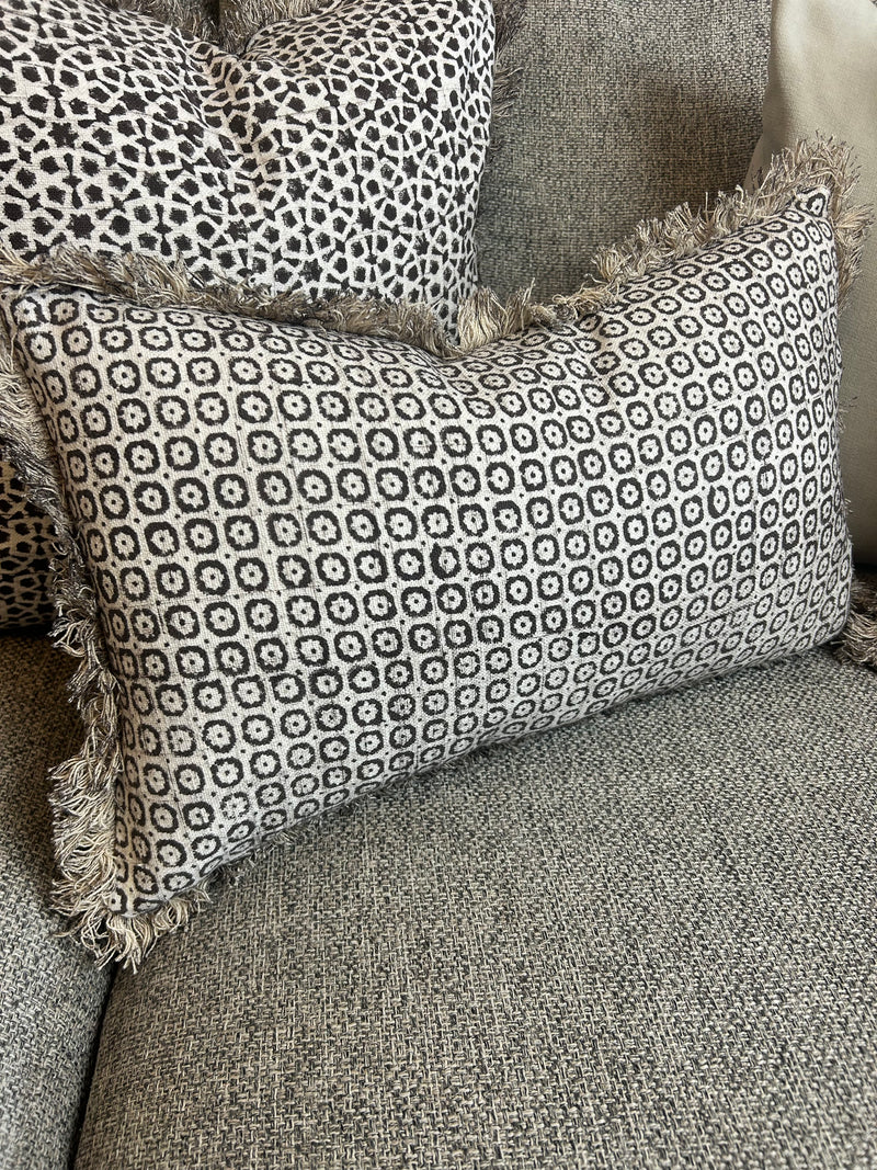 Mocha Brown beige printed oblong cushion feather inner 30x50