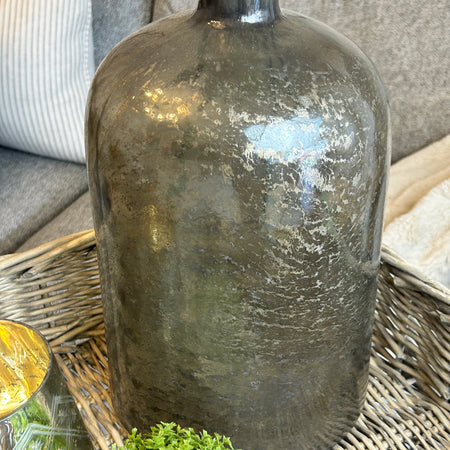 Tall slim neck antique gold bronze lustre vase