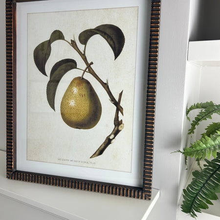 Textured brown bronze brass look Framed pear print 4 styles