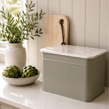 Clay cream and marble bread bin