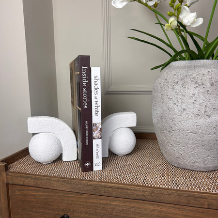 Stone look white modern book ends