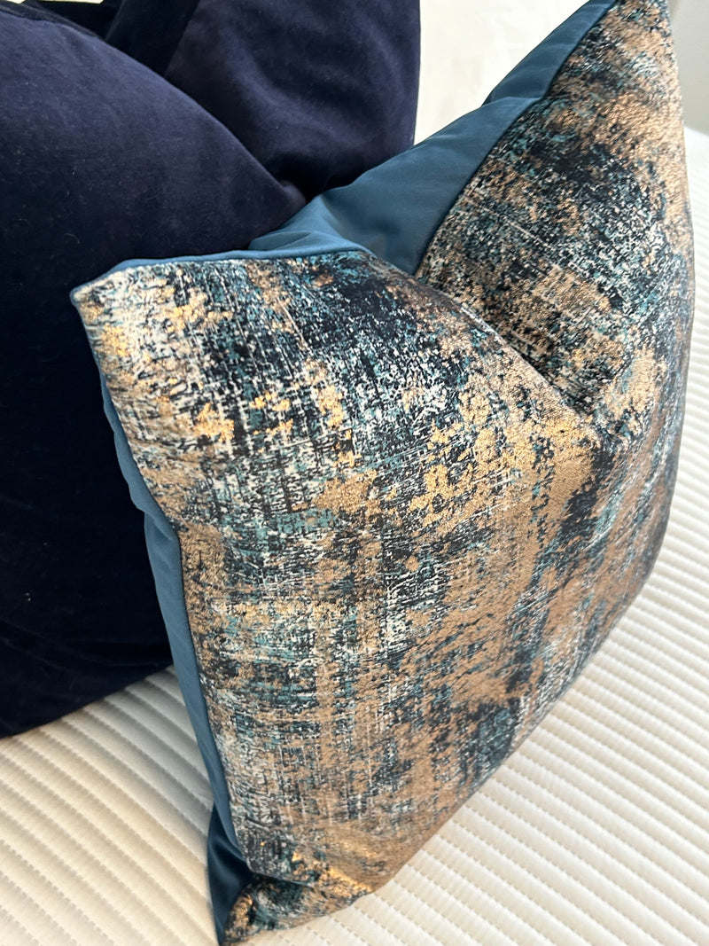 Trulli gold bronze blue luxury feather filled  cushion