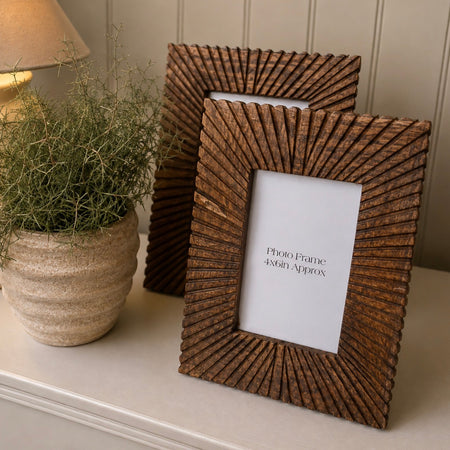 Etched textured Mango dark Wood Photo Frames 2 sizes