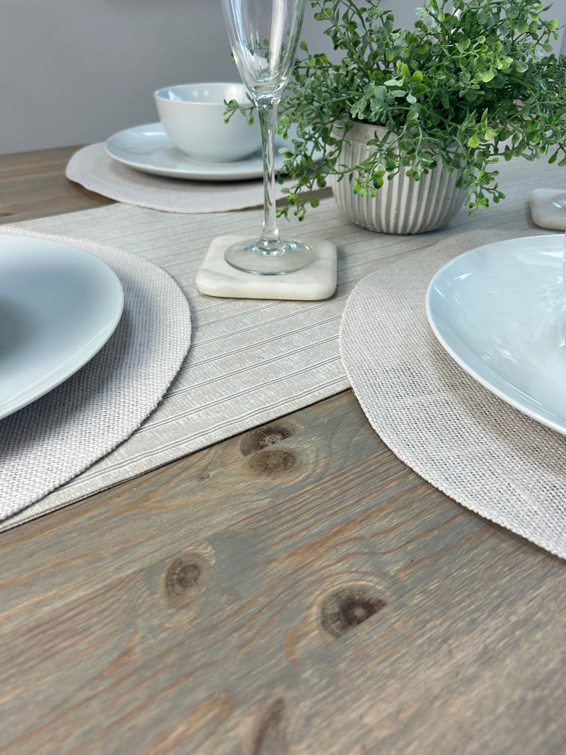 Set of 4 Off White Round Jute placemats