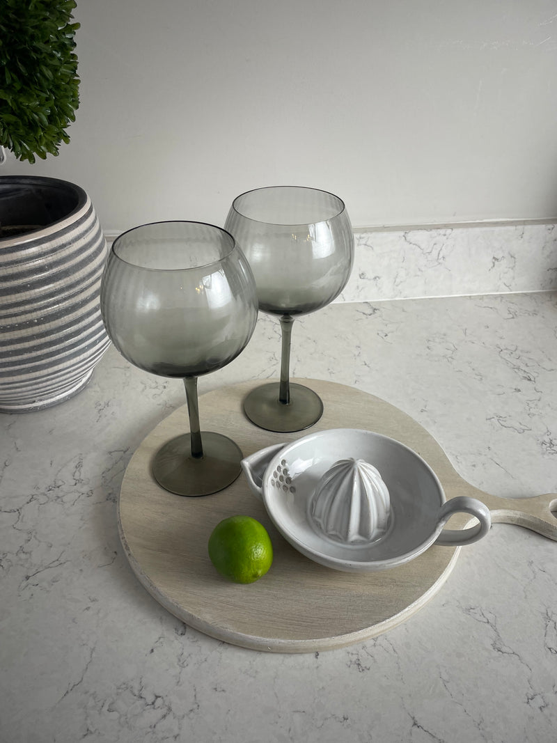 Set of 3 Berkeley smoked glass ribbed Gin Glasses