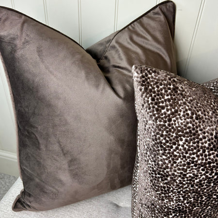 Large luxe chocolate brown velvet premium cushion 50cm