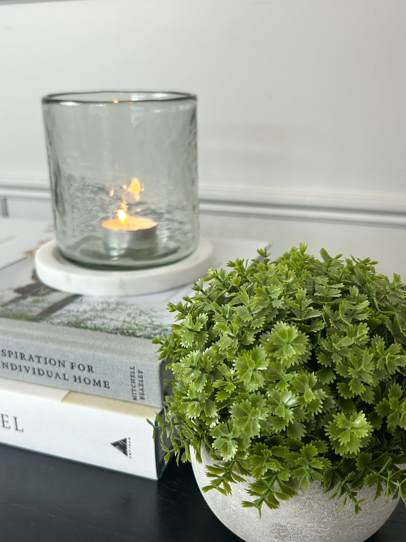 Marble Base & Glass Candle Holder 12cm