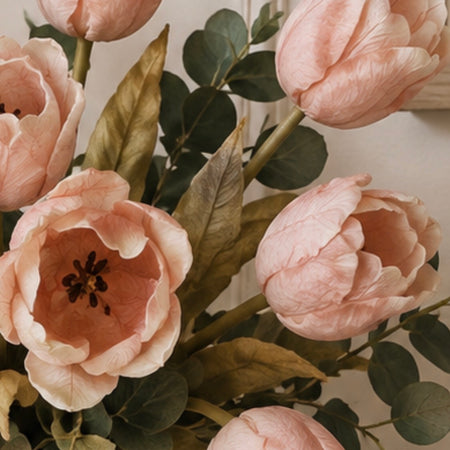 Soft pink Dried real feel open tulip stem 70cm