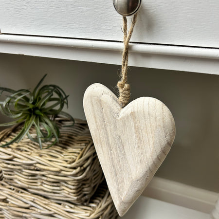 Washed Wooden Hanging Heart