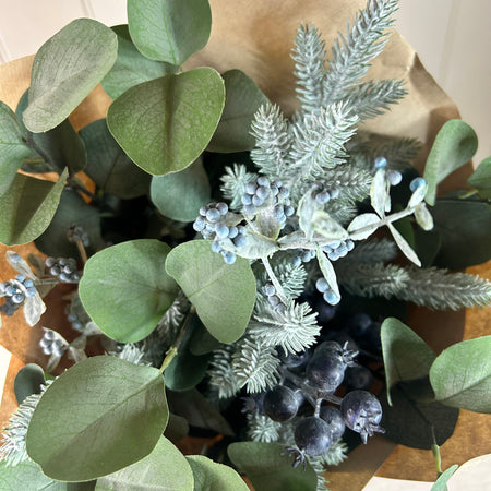 Festive Green eucalyptus foliage and berry arrangement 70cm