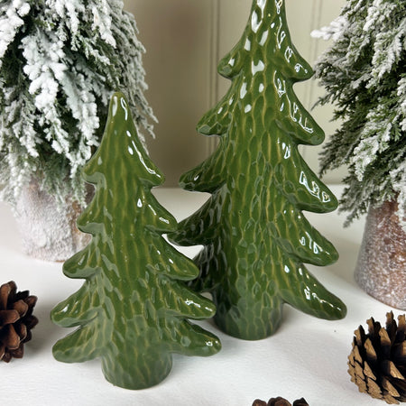 Green Dimpled Ceramic Christmas tree, 2 Sizes