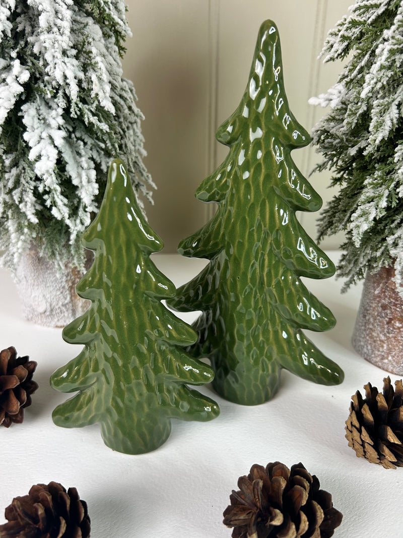 Green Dimpled Ceramic Christmas tree, 2 Sizes
