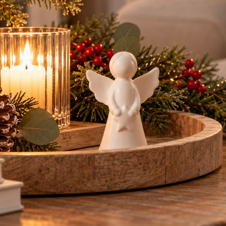 White ceramic simple Matt angel 11cm