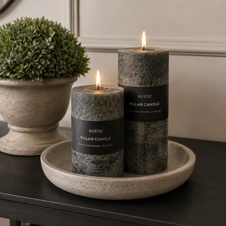 Slate black rustic pillar candle