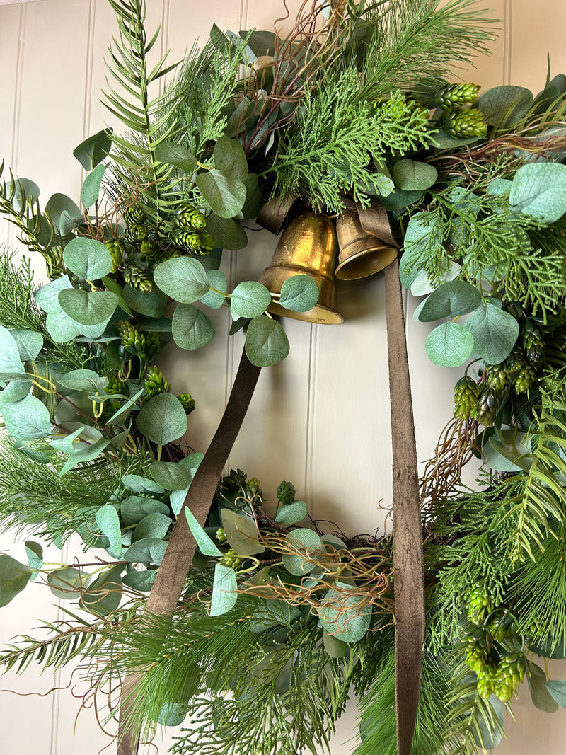 Extra Large Mixed foliage Green leaf & Fir Foliage Wreath 80cm