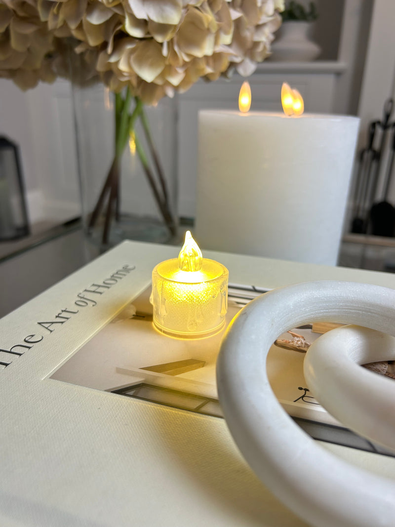 LED single tea light candle holder 8cm drip detail