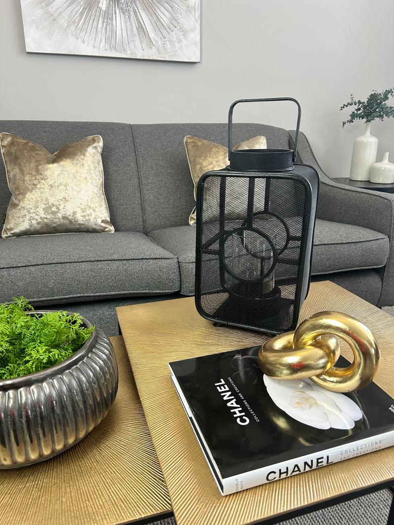 Black Geometric mesh Lantern Candle Holder