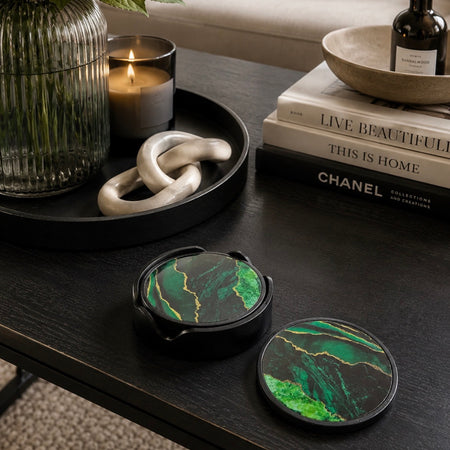 Green and black coasters