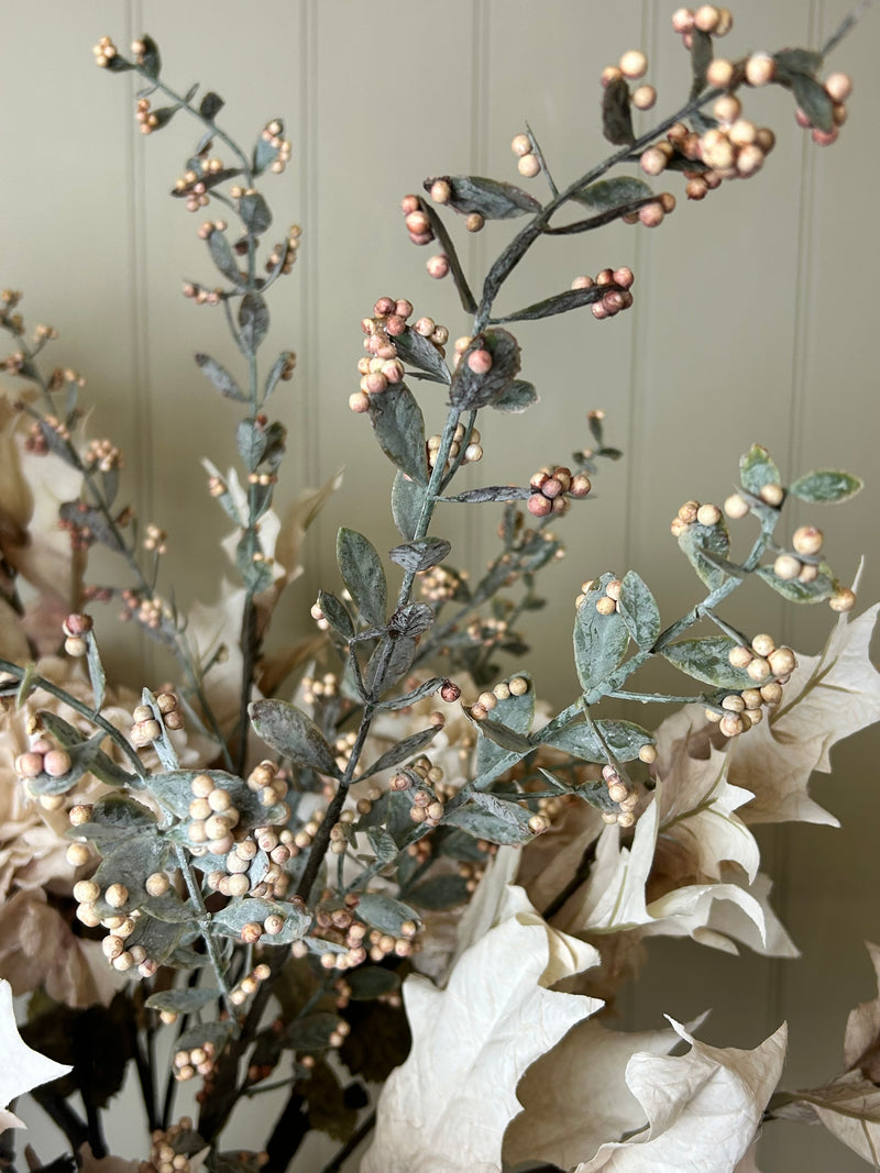 Coffee brown berry stem spray 70cm