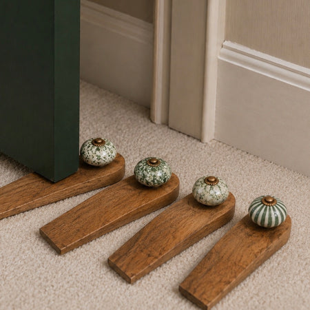 Mixed style green mango wood door stop wedge 4 styles